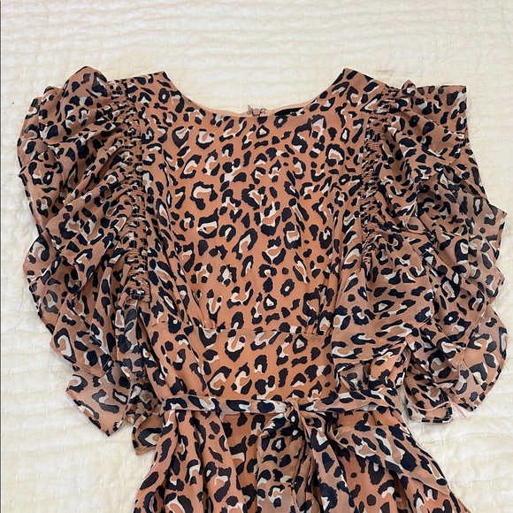 Leopard Print Ruffle Dress - Tan - Picture 4 of 8